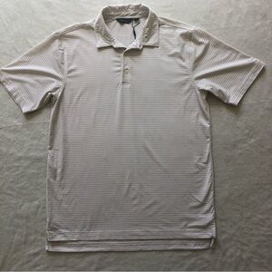 Flawed—Walter Hagen S Mens White & Gold Striped Golf Polo Collared Shirt NWOT